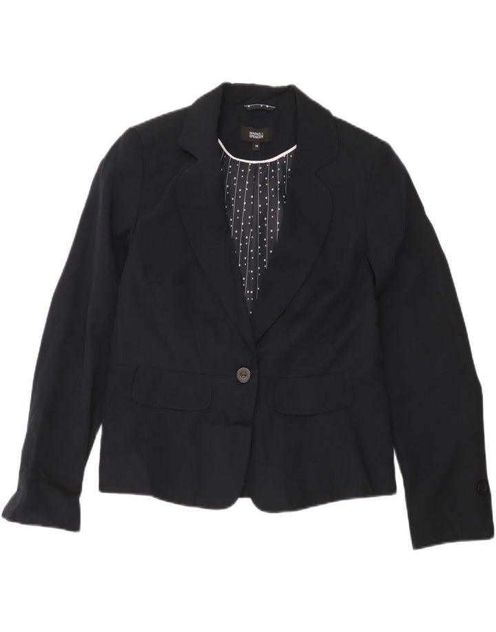Marks & Spencer Chaqueta Blazer para Mujer UK 44 Mediana Azul Marino Rayas