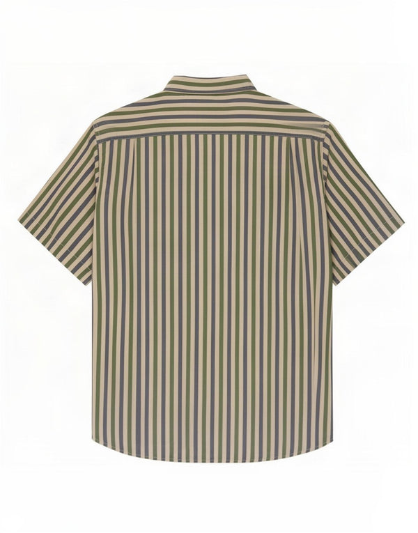 Camisa de manga corta para hombre Green Leaves XL Seda a rayas