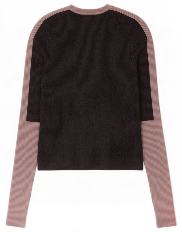 Zara Mujer Crop Blusa Top UK 42 Viscosa Color Block Gris Medio