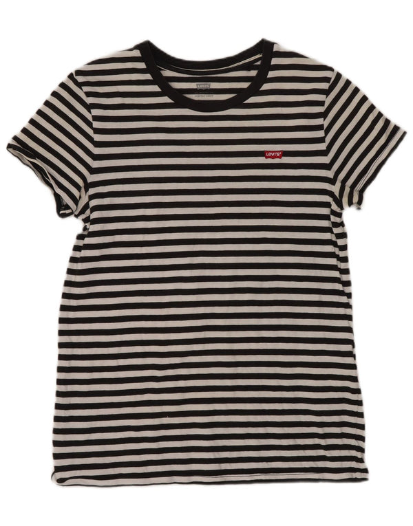 Levi's Camiseta para Mujer Top UK 4 XS Algodón a Rayas Negro