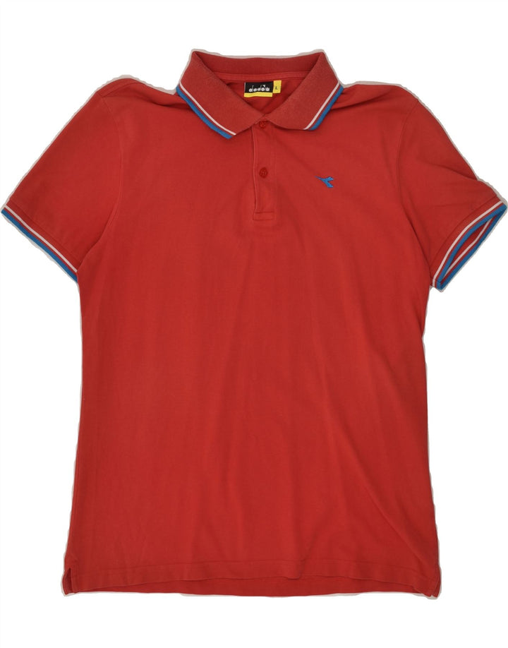 DIADORA Mens Slim Polo Shirt Large Red Cotton | Vintage Diadora | Thrift | Second-Hand Diadora | Used Clothing | Messina Hembry 