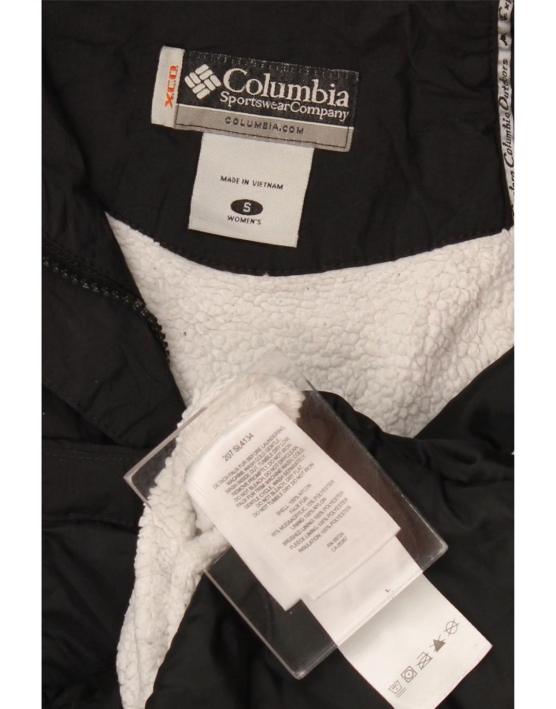 Columbia Chaqueta Cortavientos con Capucha Extragrande para Mujer UK 40 Small Negro