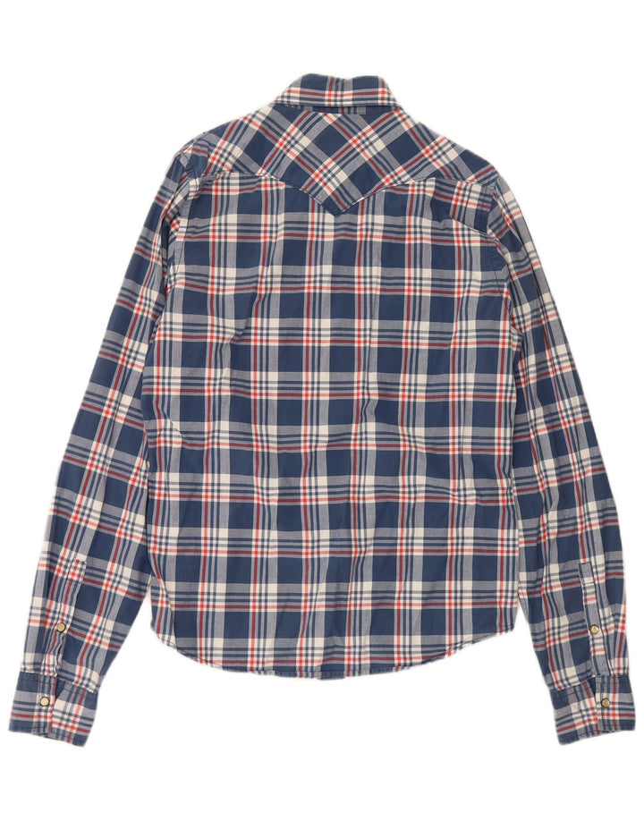 Camisa Hollister Hombre Grande Algodón A Cuadros Azul Marino