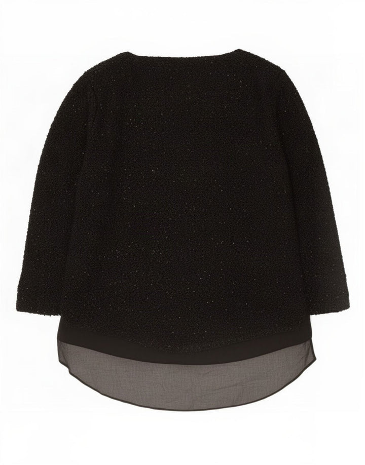 Zara Top tipo túnica de manga larga para mujer UK 46 Grande Poliéster negro