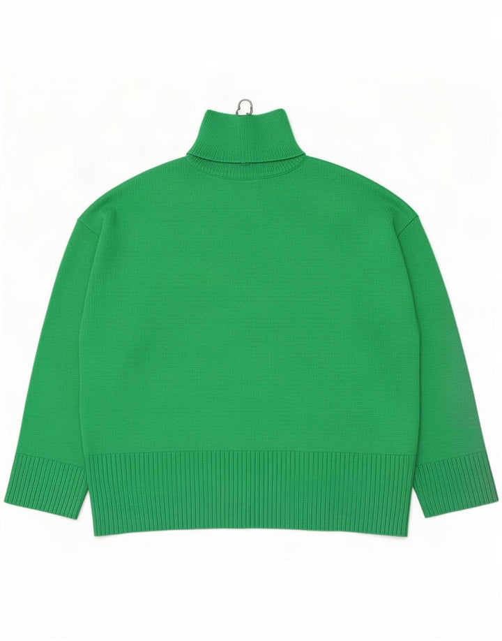 Zara Mujer Oversize Zip Neck Jumper Sweater UK 10 Small Verde Poliéster