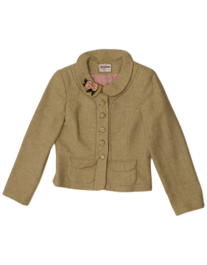 Aideen Bodkin Chaqueta tipo blazer de 5 botones para mujer Reino Unido 44 Lana verde grande
