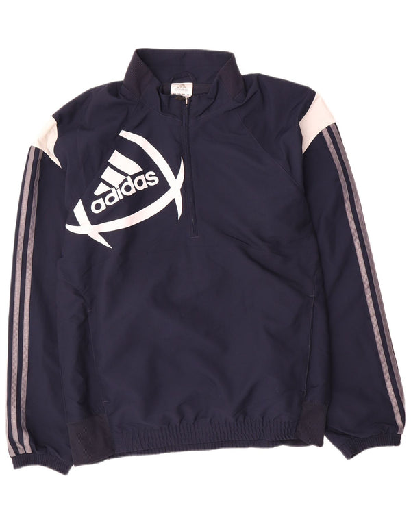 Adidas Hombre Gráfico Chándal Top Chaqueta Medio Azul Marino Colorblock