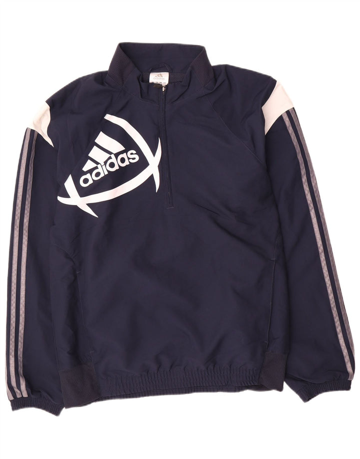 Adidas Hombre Gráfico Chándal Top Chaqueta Medio Azul Marino Colorblock