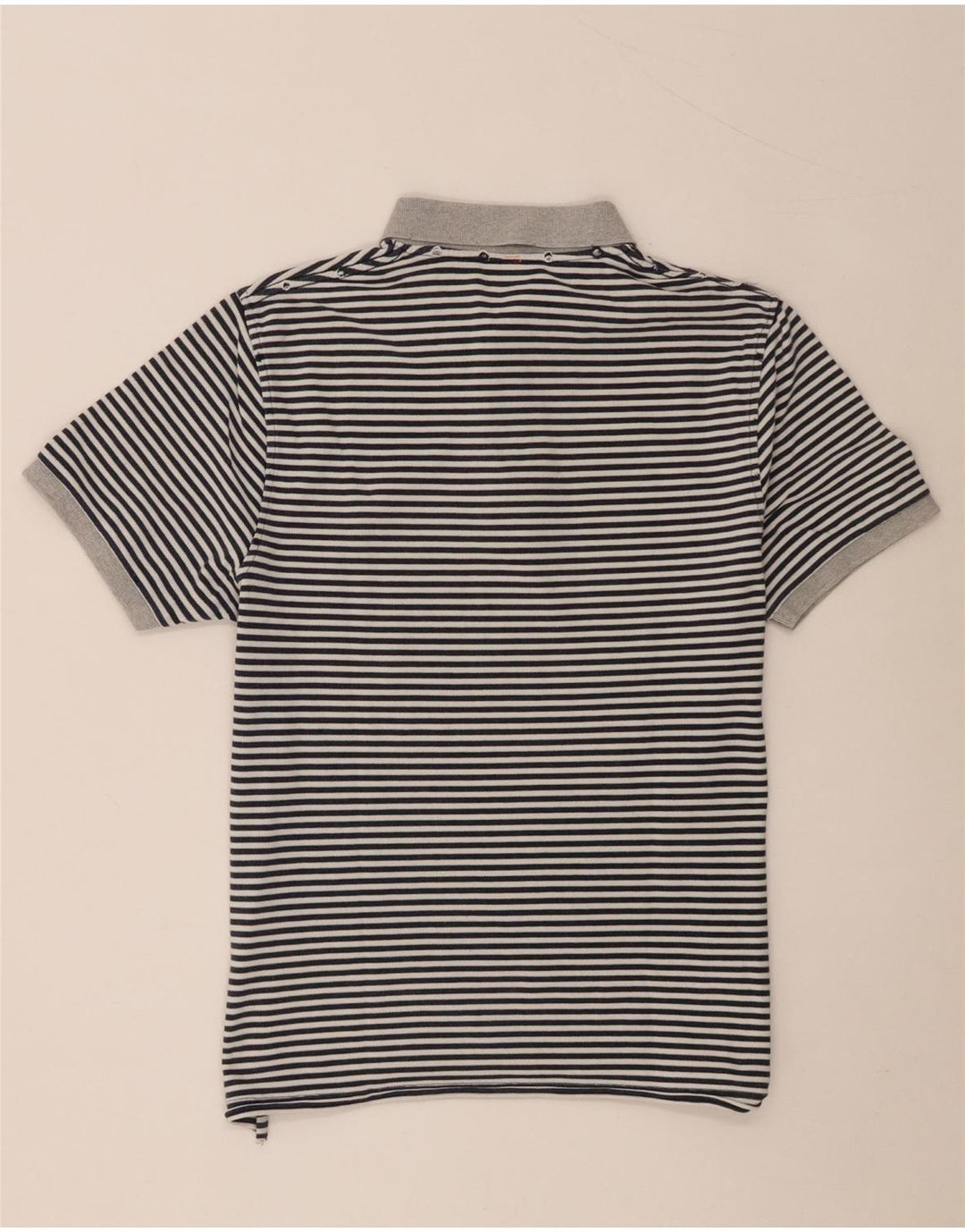 Polo Sun68 para hombre de algodón a rayas grises grandes