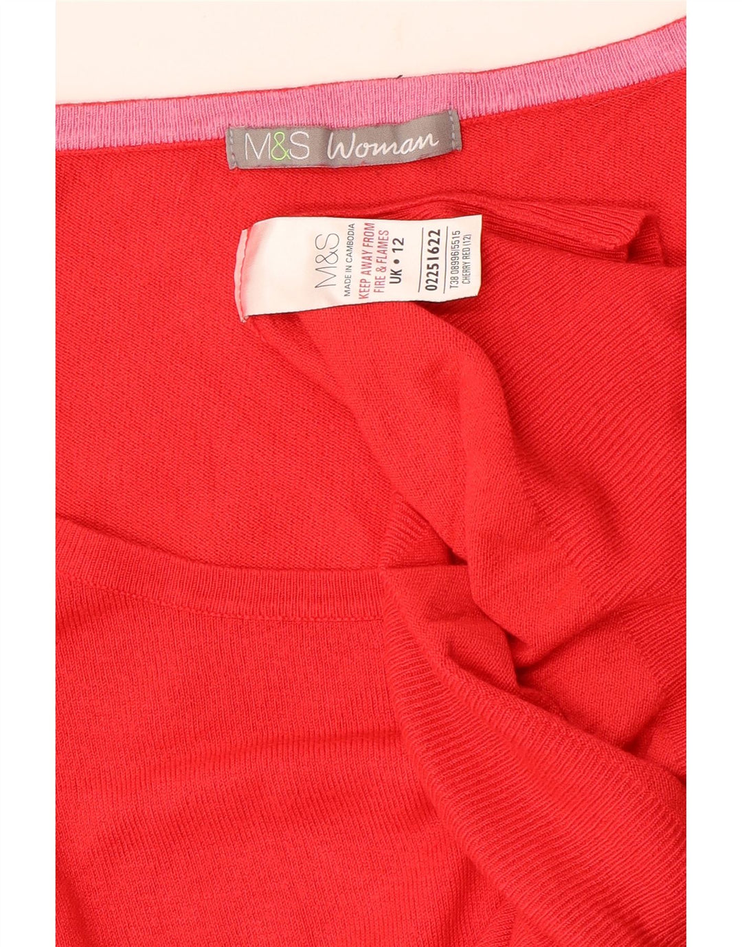 MARKS & SPENCER Suéter tipo jersey con cuello barco para mujer UK 12 Medium Red