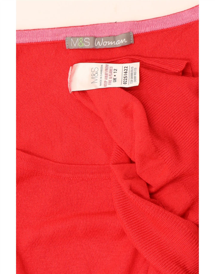 MARKS & SPENCER Suéter tipo jersey con cuello barco para mujer UK 12 Medium Red