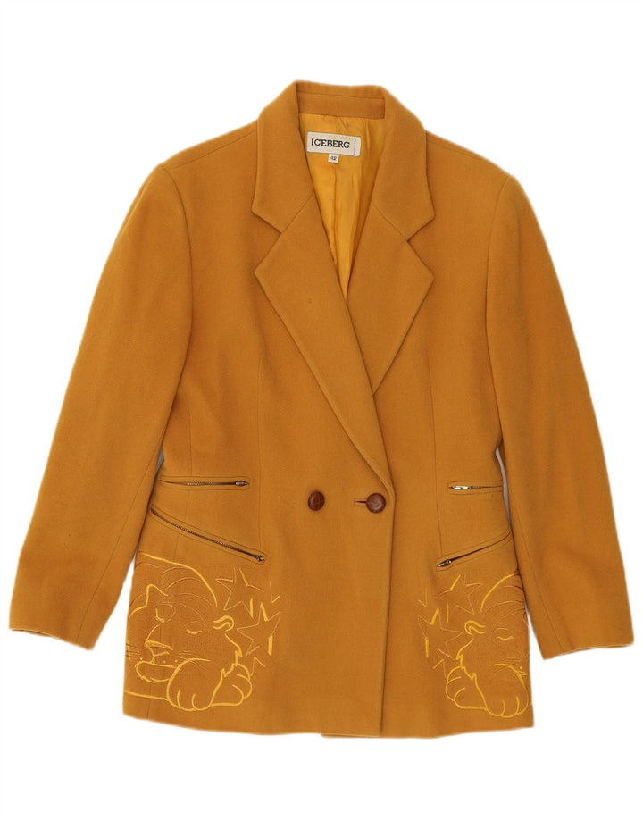 Chaqueta Blazer Mujer Iceberg IT 42 Estampado Animal Amarillo Medio