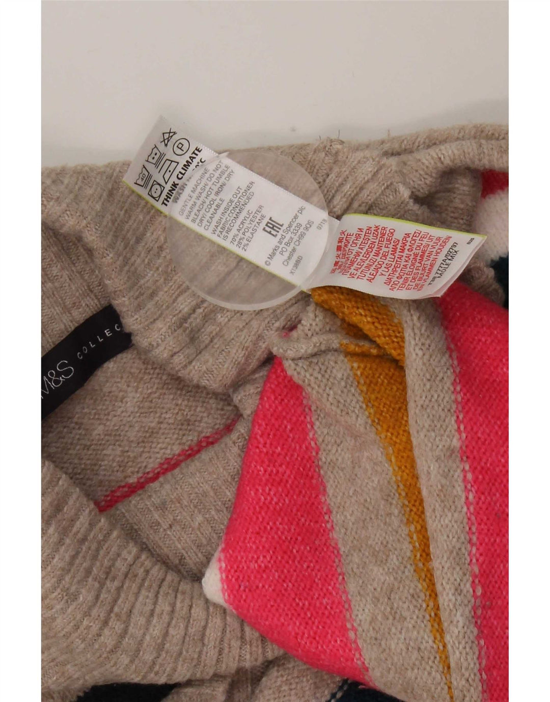 Marks & Spencer Jersey con Cuello Redondo para Mujer UK 40 XL Multicolor
