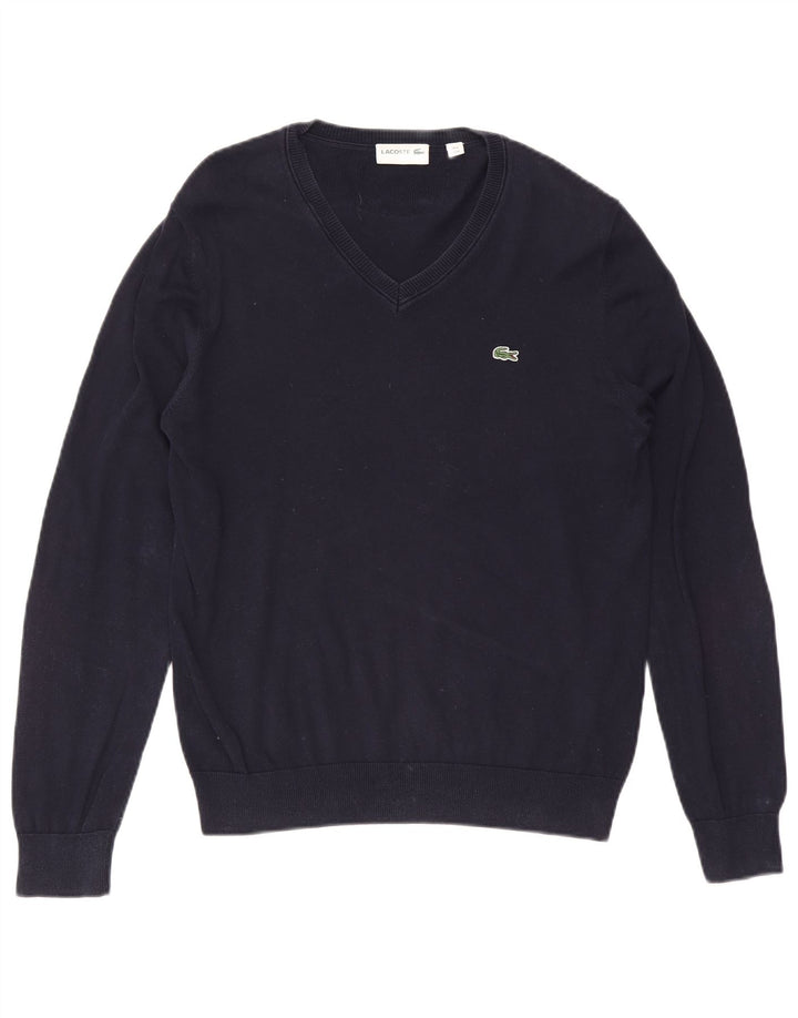 Lacoste Jersey con cuello en V para hombre talla 4 mediano algodón azul marino