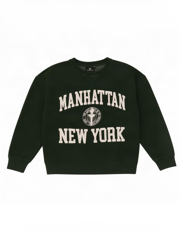 Zara Mujer Crop Graphic Oversize Sudadera Jumper UK 10 Small Verde