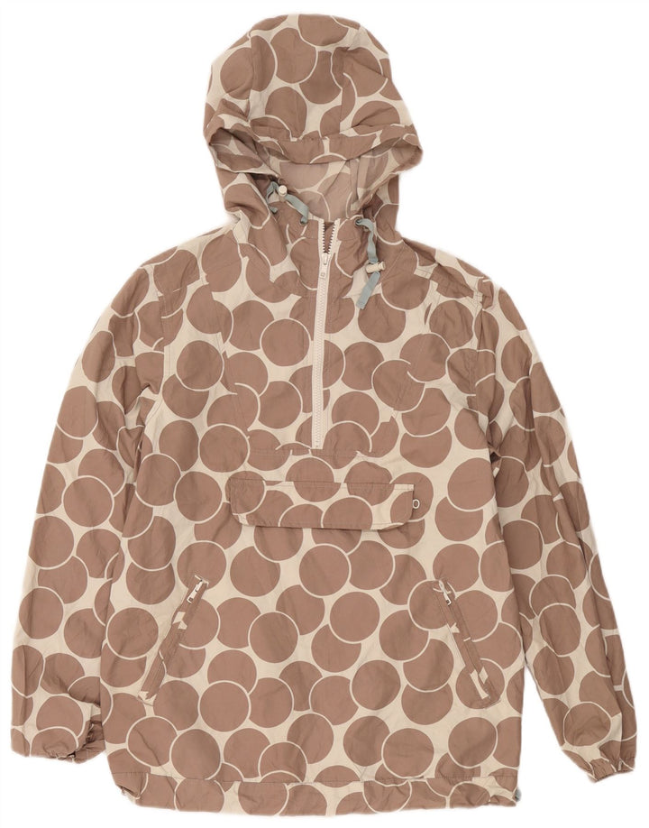 Chaqueta impermeable tipo pulóver con capucha para mujer Boden UK 42 Marrón medio Geométrico