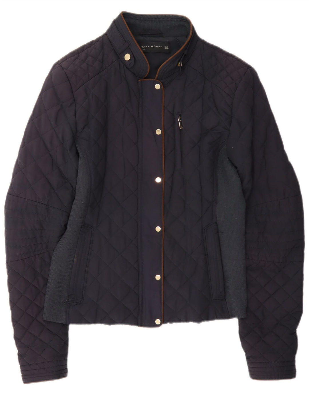 Zara Mujer Chaqueta Acolchada UK 10 Small Azul Marino