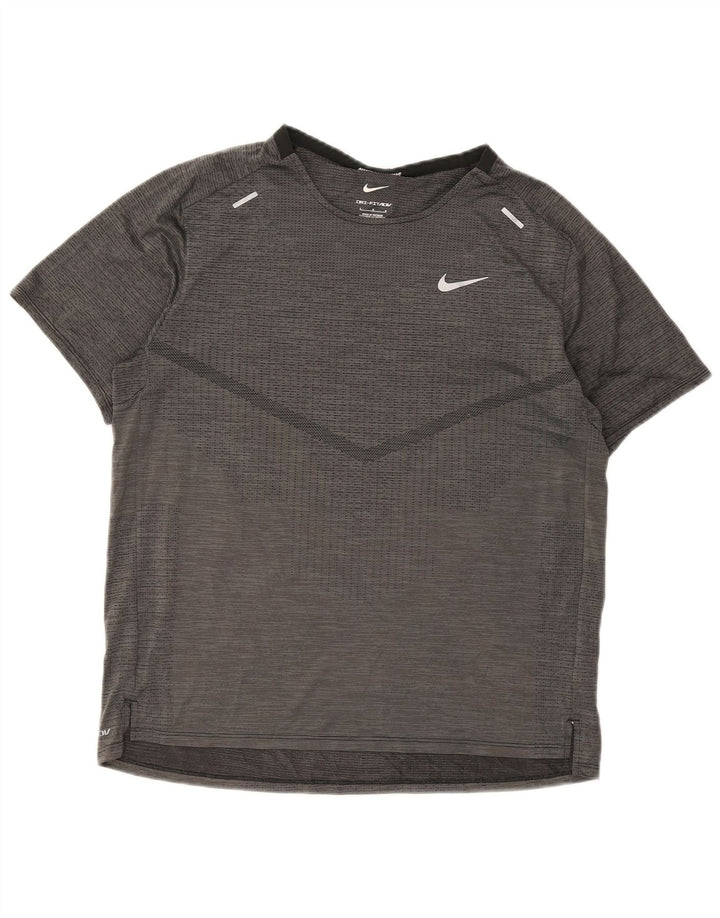 Camiseta Nike Dri Fit para hombre Top deportivo de poliéster gris grande