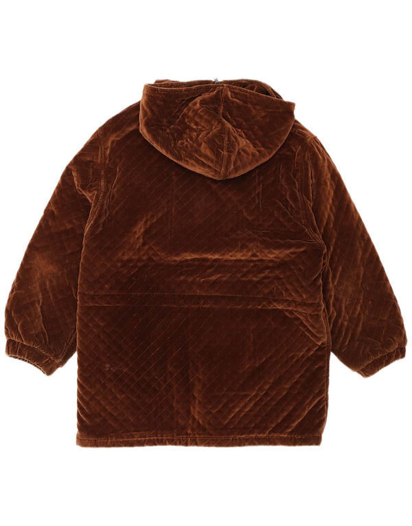 VINTAGE Abrigo cortavientos con capucha para niñas 13-14 años Algodón marrón