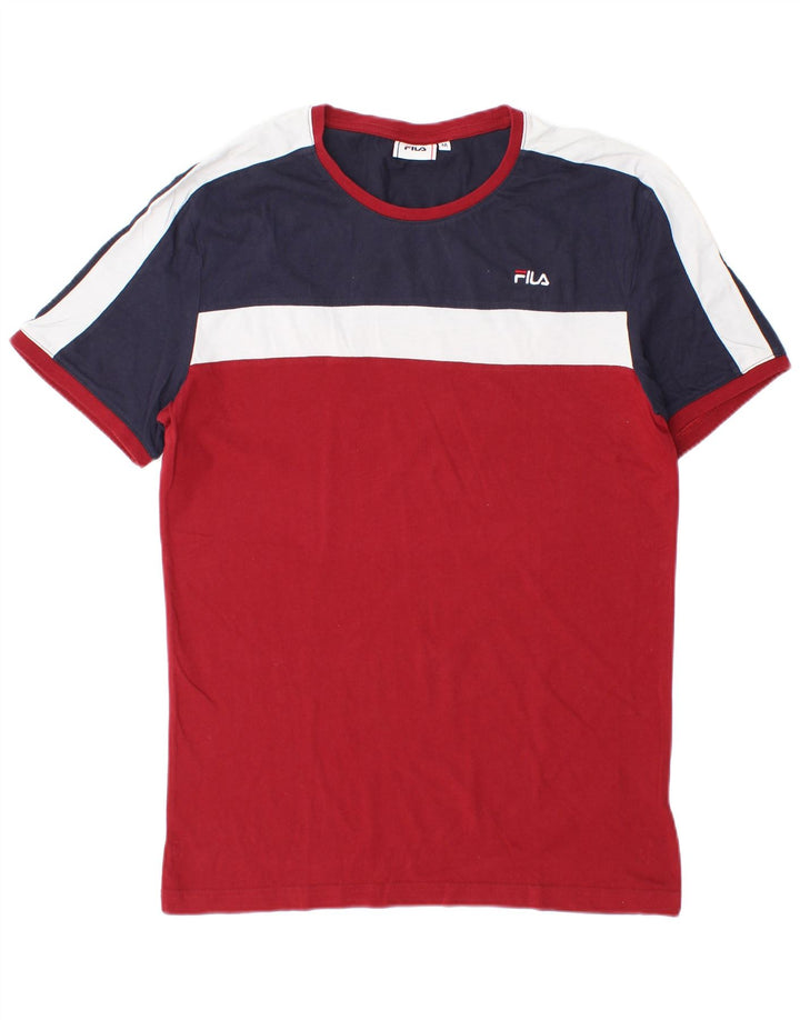 Fila Hombre Camiseta Top Medium Rojo Colorblock Algodón