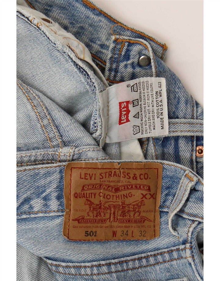 Levi's Jeans rectos desgastados 501 para hombre W34 L29 Algodón azul