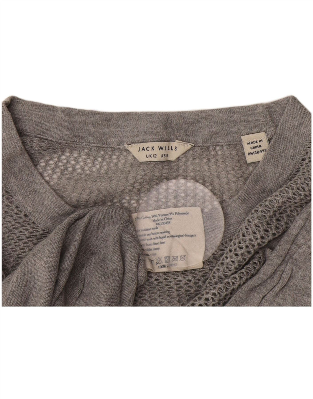 Jack Wills Jersey de cuello redondo para mujer UK 12 Algodón gris medio