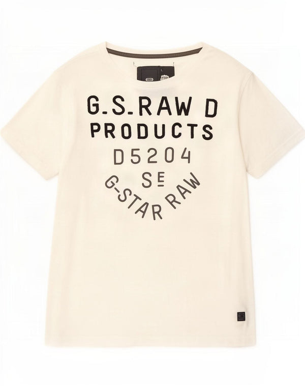 G-Star Camiseta estampada para mujer UK 44 Grande Algodón blanco