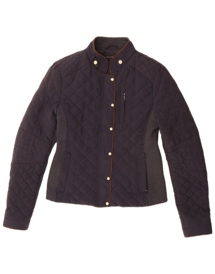 Zara Mujer Chaqueta Acolchada UK 40 Mediano Azul Marino Colorblock