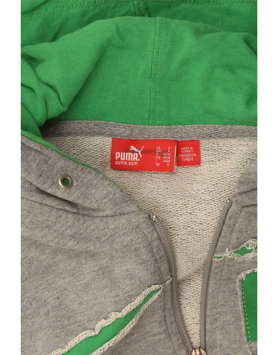 Puma Hombre Gráfico Sin Mangas Zip Sudadera Con Capucha Suéter Pequeño Gris