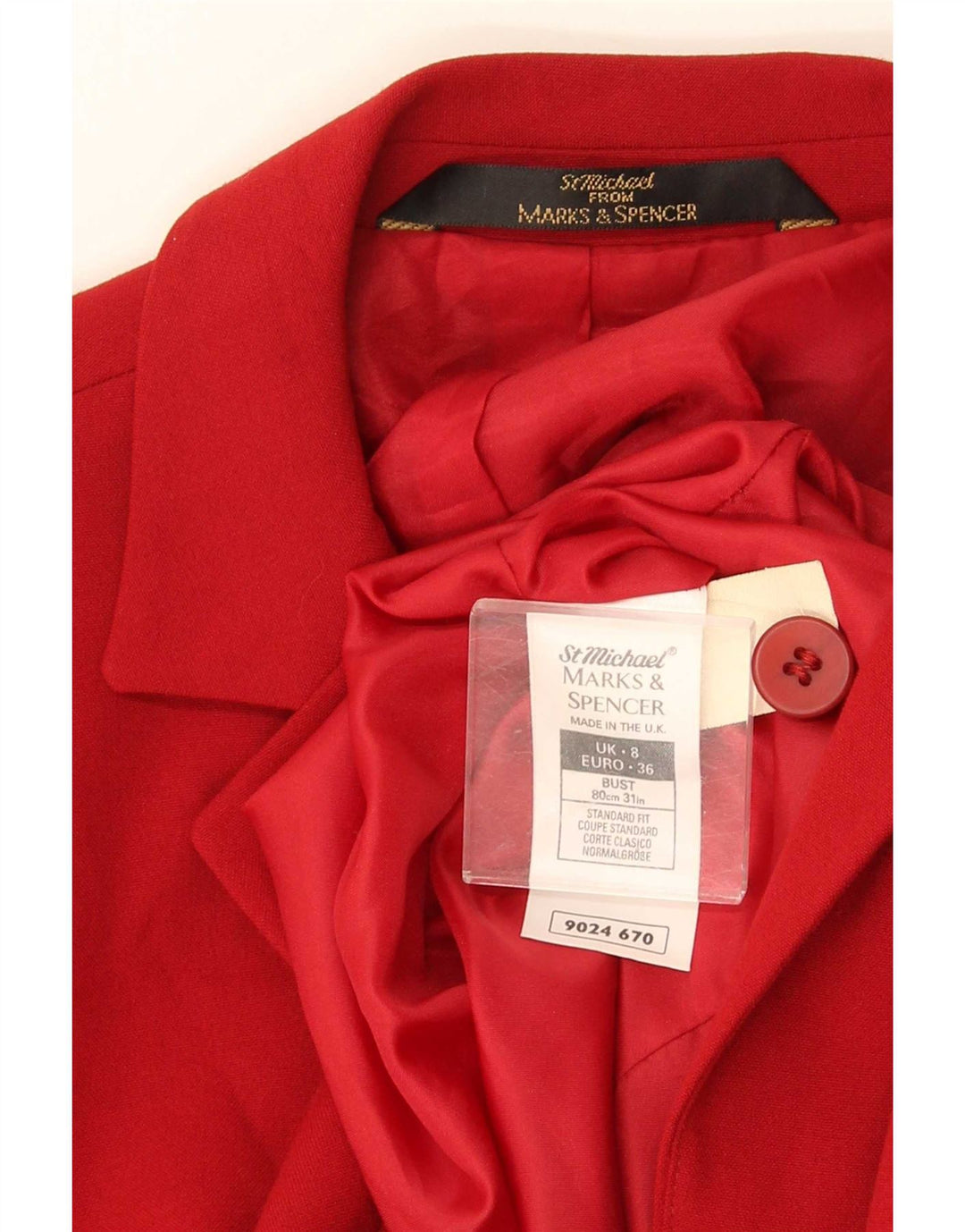 Marks & Spencer Chaqueta larga St. Michael para mujer, talla 8, color rojo