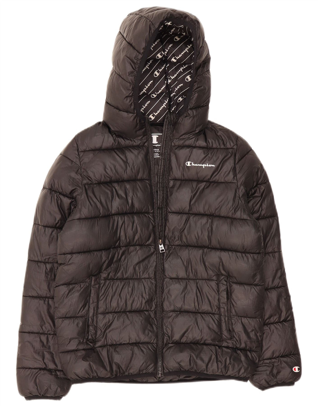 Champion Chaqueta acolchada con capucha para niño 13-14 años XL Negro Poliéster