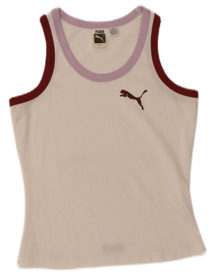 Puma Mujer Crop Vest Top UK 8 Pequeño Blanco