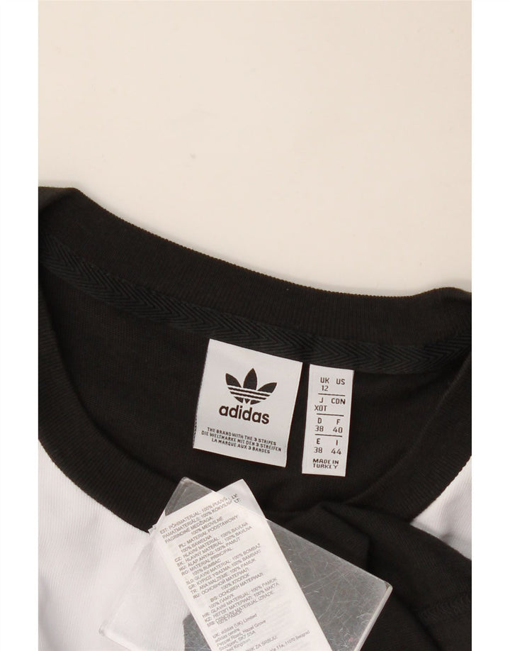 Adidas Camiseta de gran tamaño para mujer con gráfico corto UK 12 Medium Black Cotton