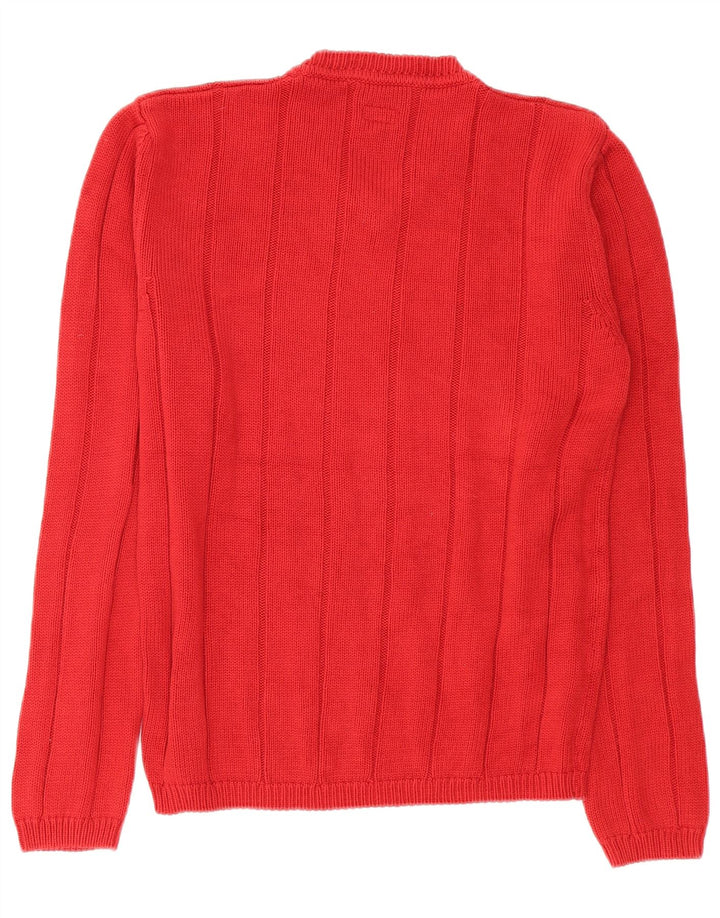Armani Jeans Jersey con cuello en V para hombre, jersey de algodón rojo medio