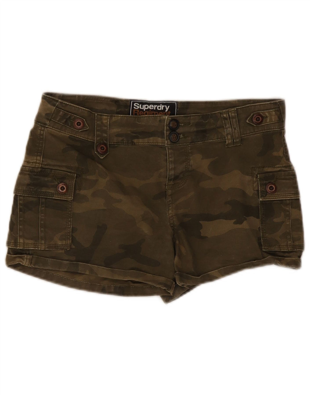 Superdry Shorts Cargo Mujer Small W30 Khaki Camuflaje Algodón