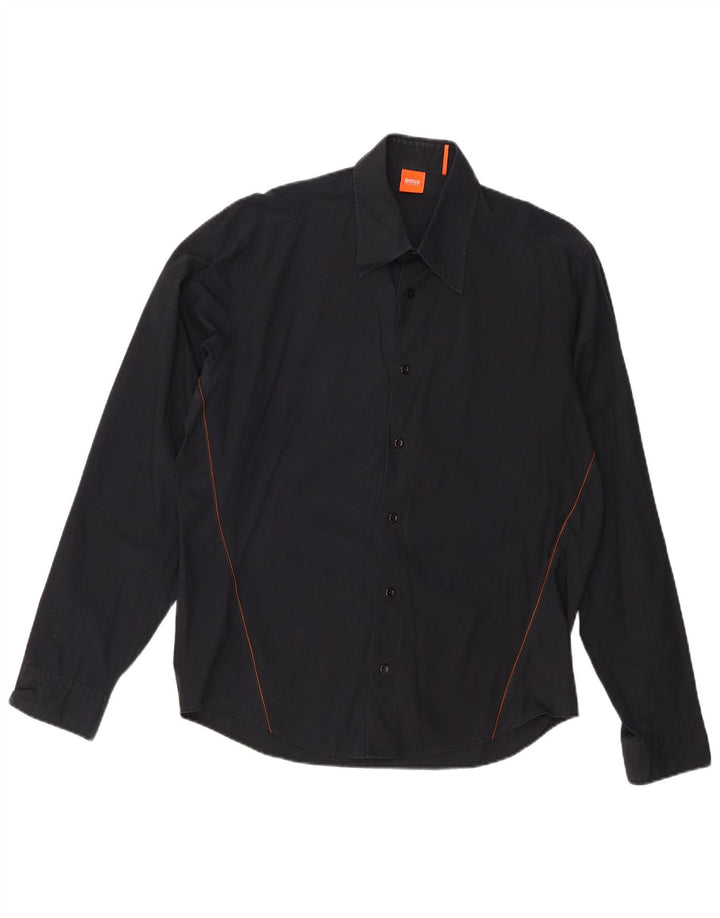 Camisa Hugo Boss Hombre Mediana Algodón Negro