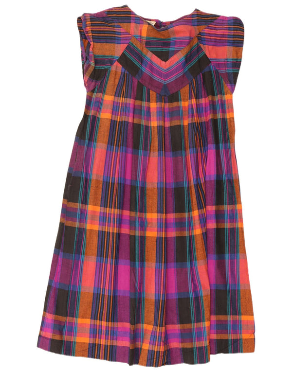 Vintage mujer vestido de tienda de gran tamaño EU 38 algodón de cheque multicolor medio