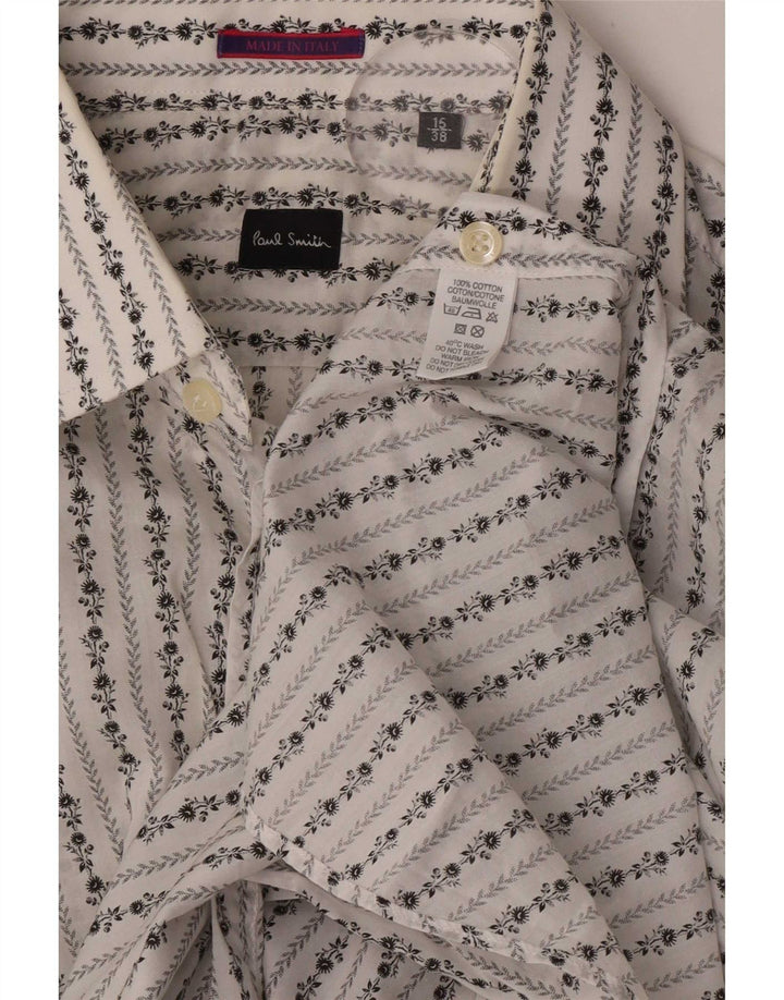 Paul Smith Camisa formal para hombre Talla 38 15 Algodón floral blanco mediano