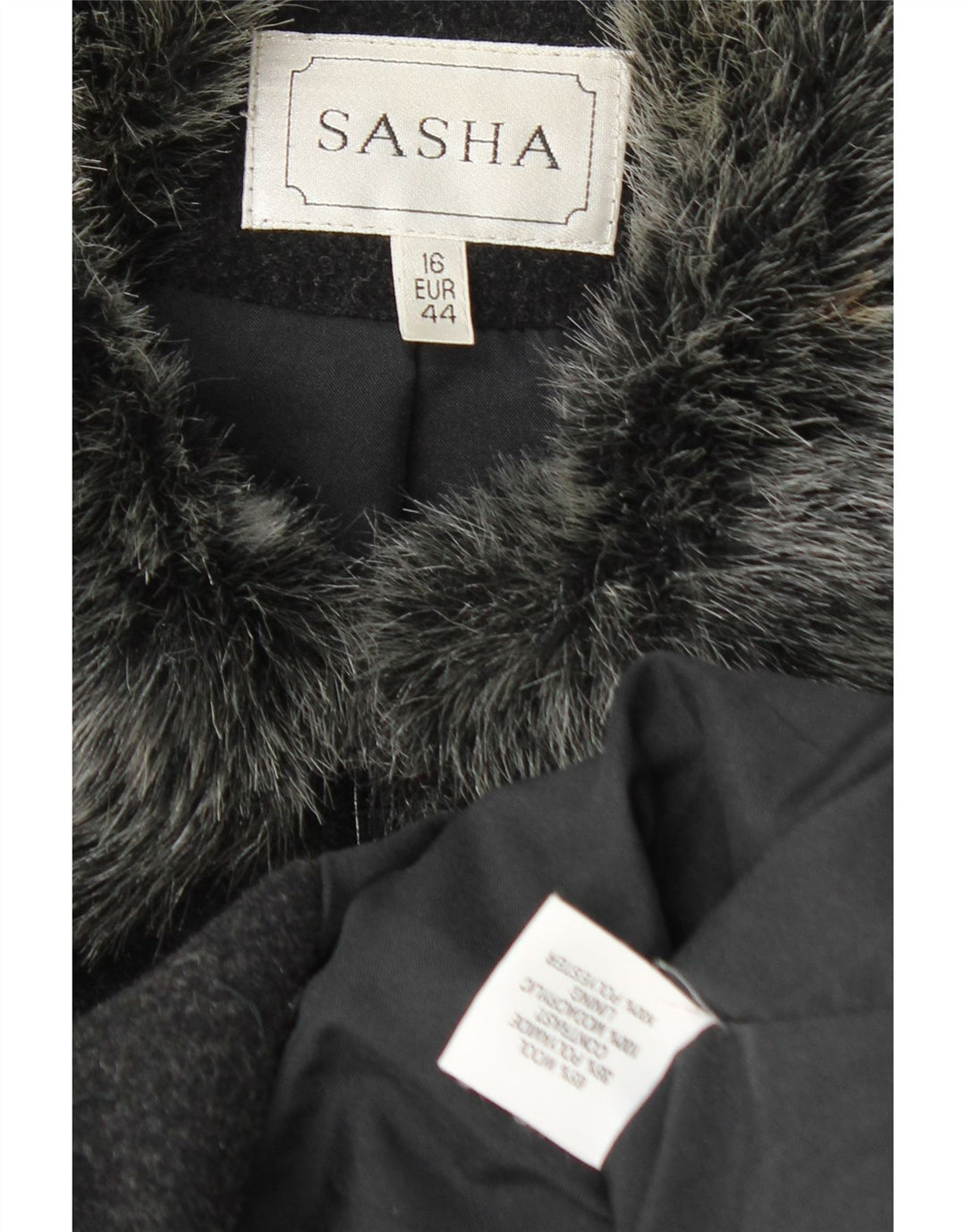 Sasha Chaqueta Bomber para Mujer Reino Unido 46 Grande Lana Negra