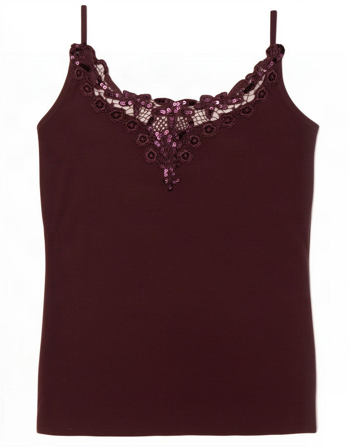 Vintage mujer Cami Top Reino Unido 4 XS Granate Modal