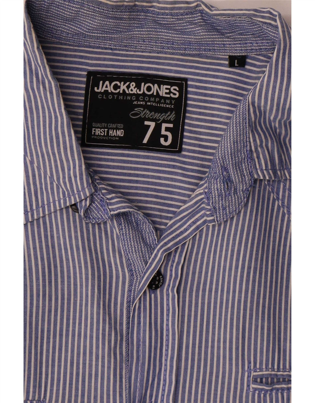Jack & Jones Hombre Camisa De Manga Corta Large Blue Pinstripe