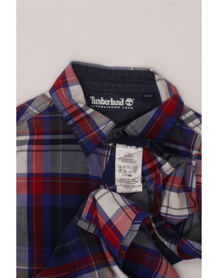 Timberland Camisa Niño 7-8 Años Azul Marino Cuadros Algodón