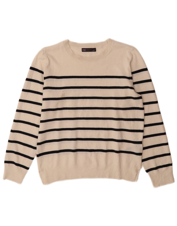 Marks & Spencer Jersey con Cuello Barco para Mujer UK 40 Mediano Rayas Blancas