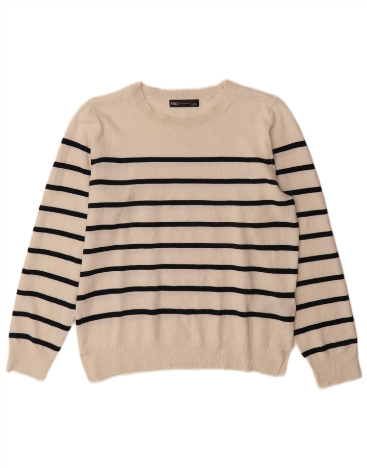Marks & Spencer Jersey con Cuello Barco para Mujer UK 40 Mediano Rayas Blancas