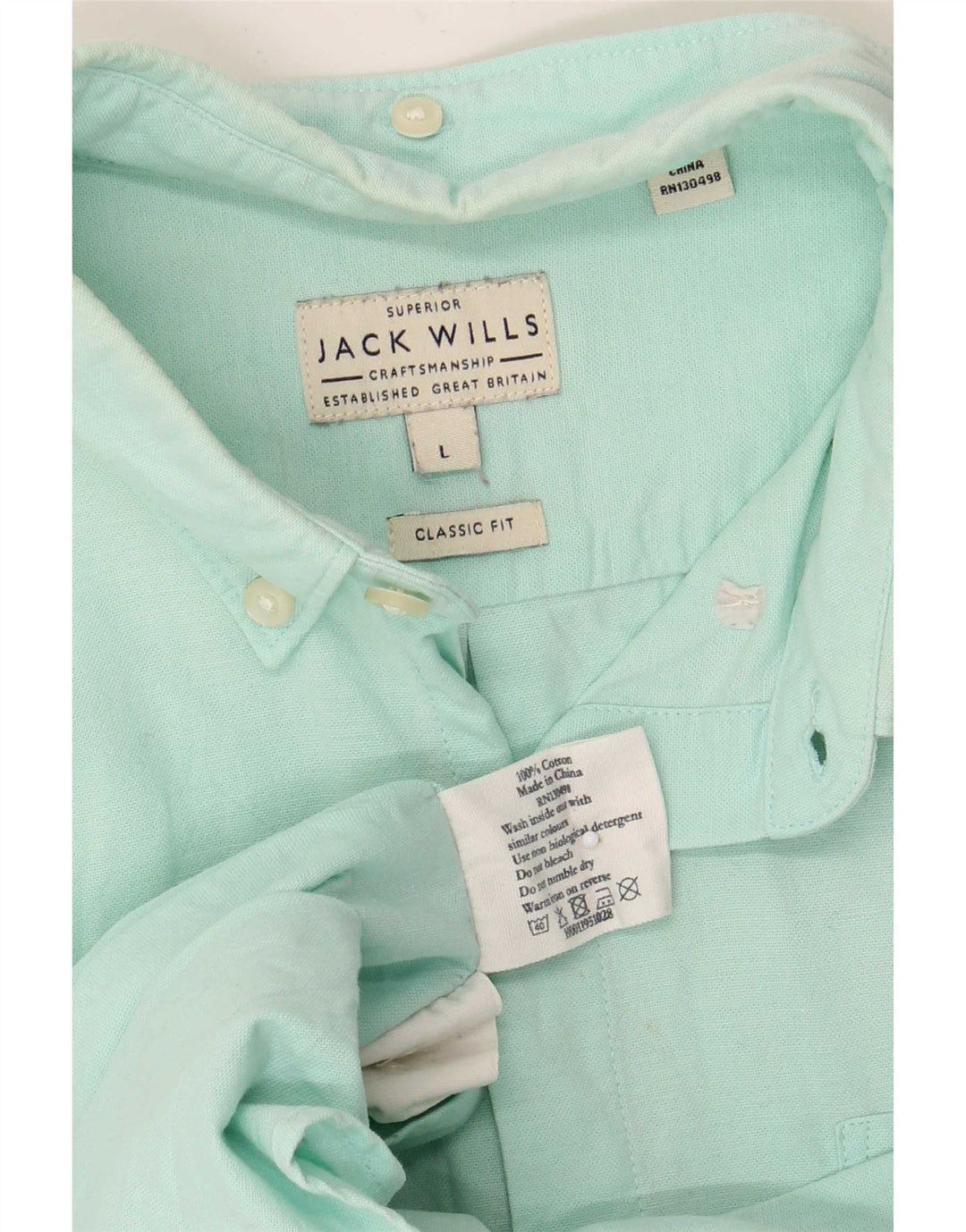 Jack Wills Camisa de corte clásico para hombre, talla grande, algodón turquesa