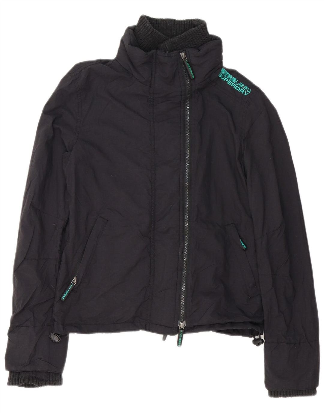 Superdry Mujer Chaqueta Cortavientos Estampada UK 40 Small Poliéster Negro