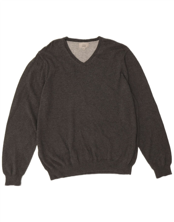 Marks & Spencer Jersey Regular Fit con Cuello en V para Hombre XL Algodón Gris