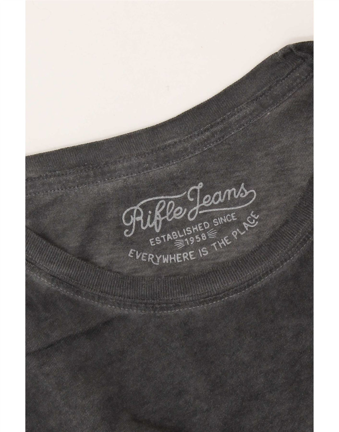 Rifle Hombres Top Manga Larga Grande Gris Algodón