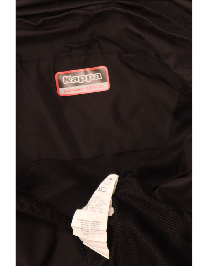 KAPPA Boys Graphic Hooded Rain Jacket 13-14 Years Black Polyester