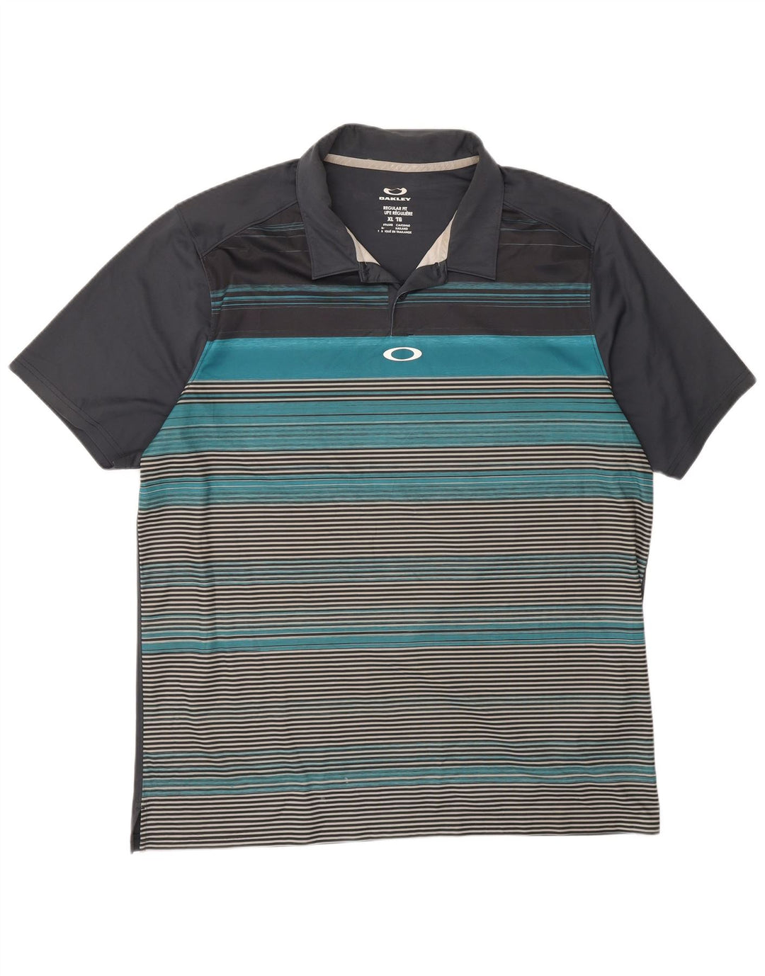 Oakley Polo de ajuste regular para hombre XL gris a rayas